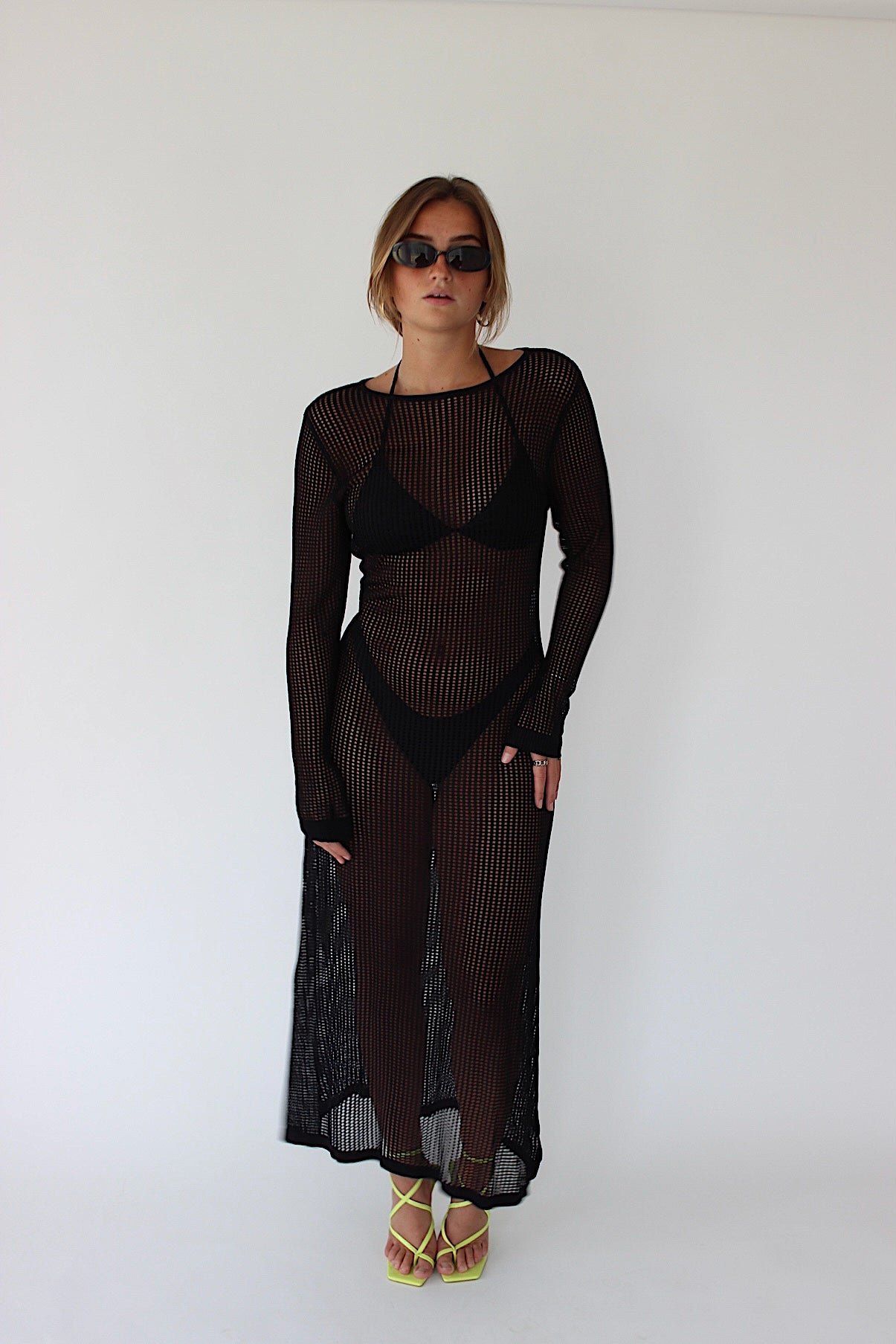 JUNO - Black Crochet Maxi Dress chouette club JUNO - Black Crochet Maxi Dress chouette club