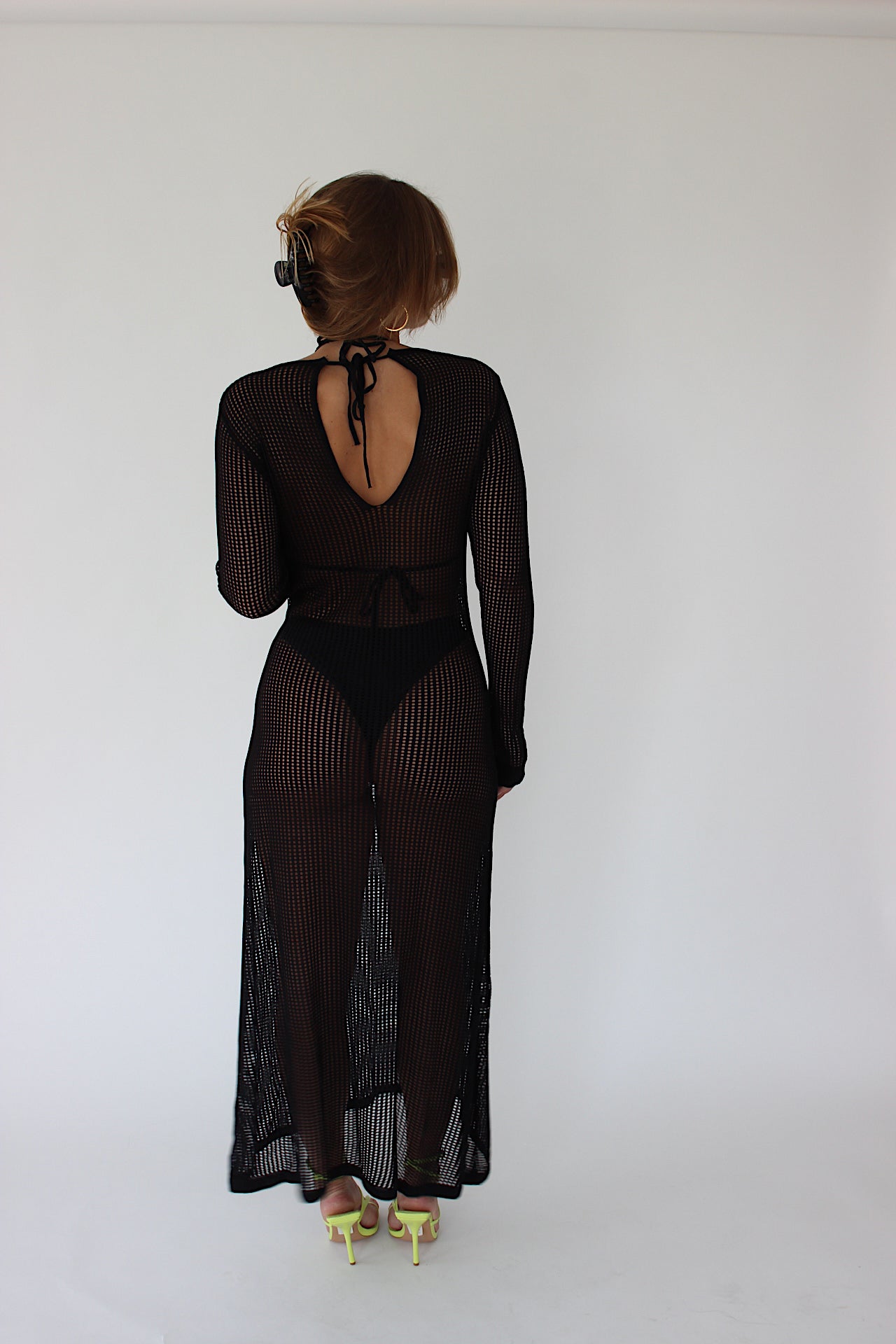 JUNO - Black Crochet Maxi Dress