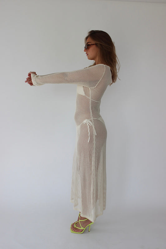 JUNO - White Crochet Maxi Dress