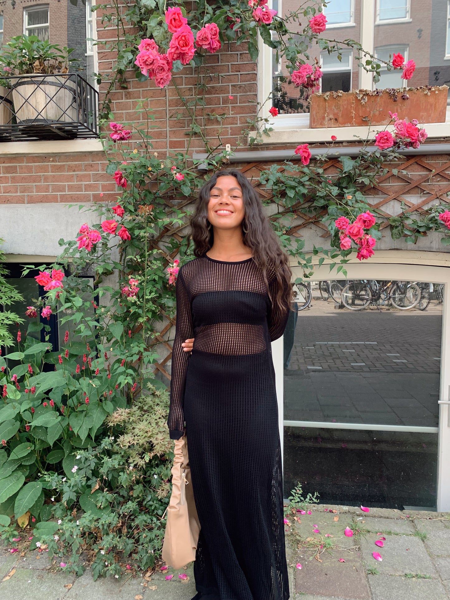 JUNO - Black Crochet Maxi Dress