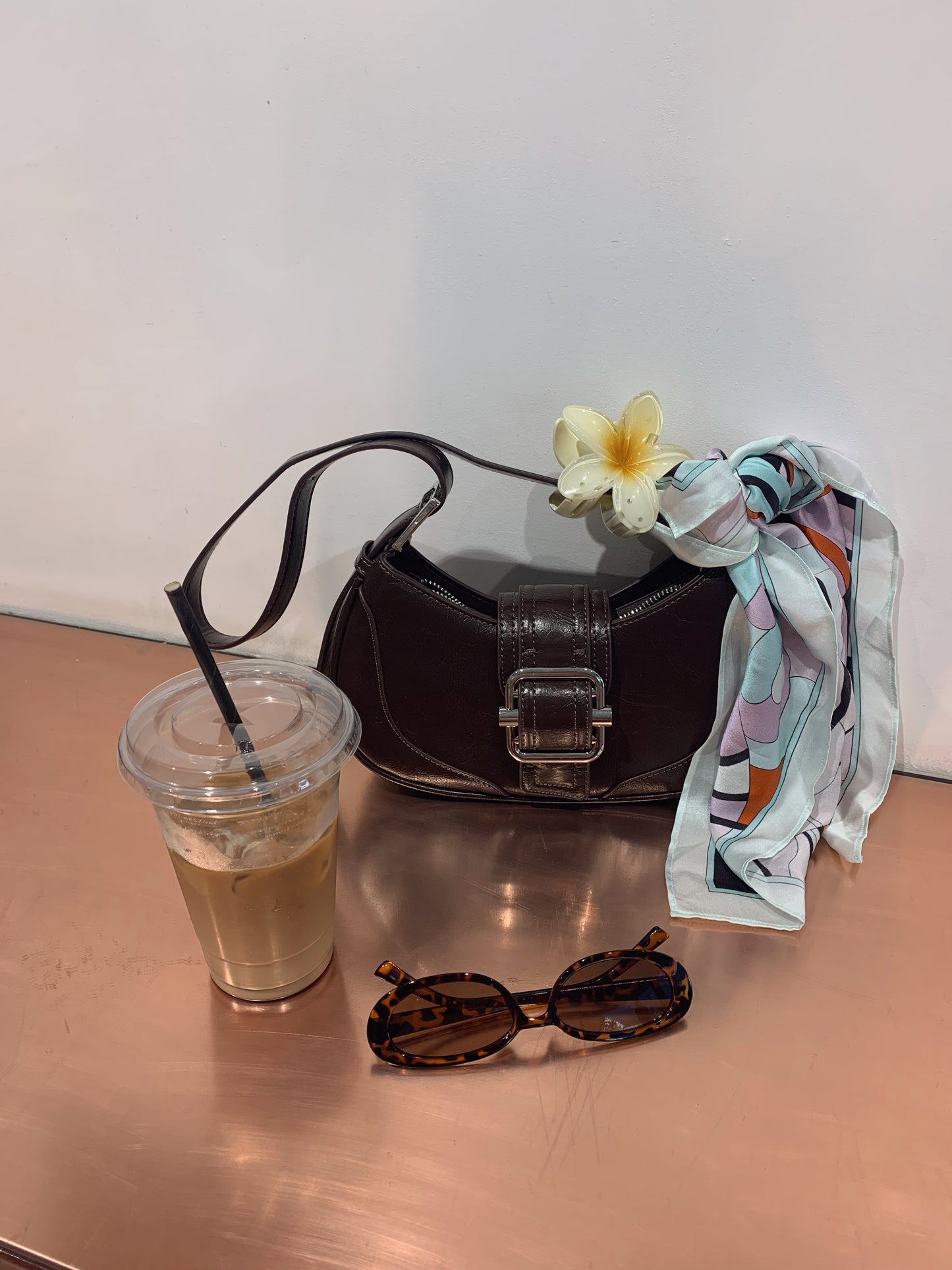 MAXIE – Brown Faux Leather Shoulder Bag