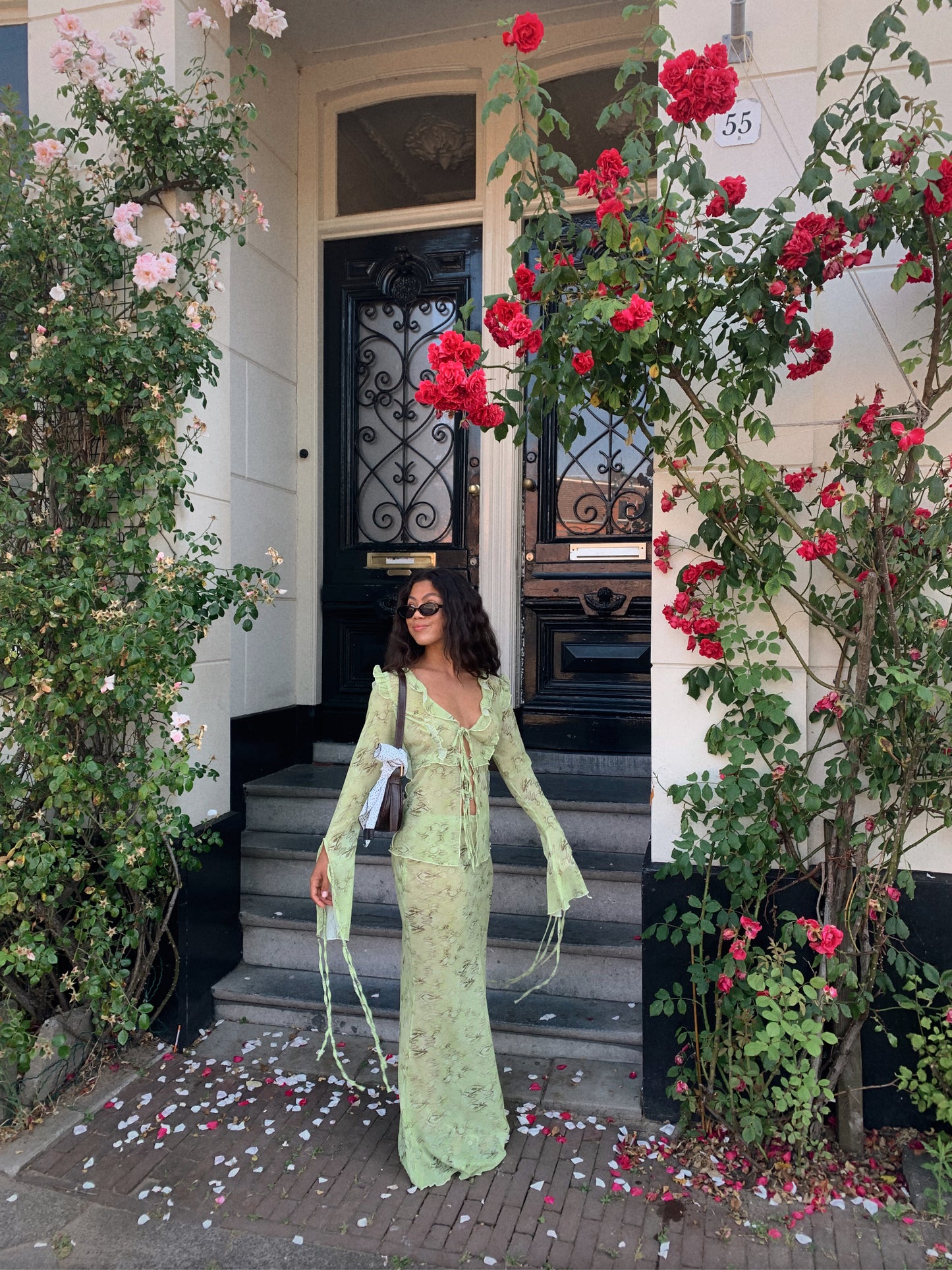 VIVI - Green Frilled Hem Maxi Skirt