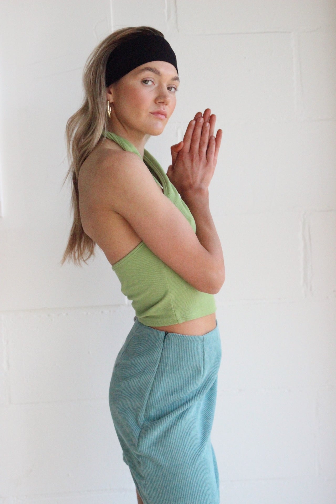 LUNE – Blue Ribbed Side Split Skirt