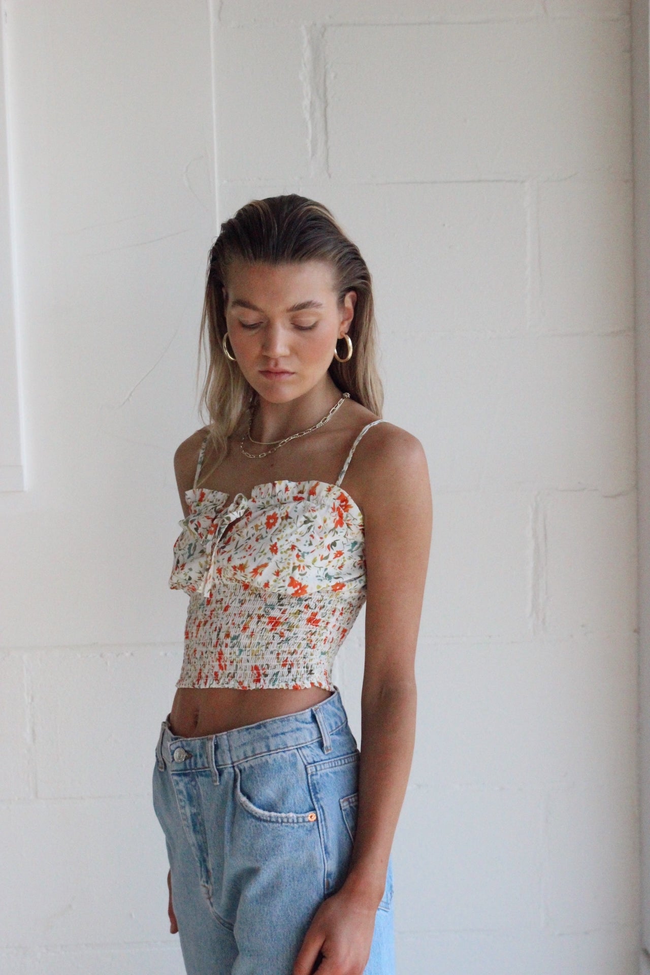 DANA – Floral Printed Tie Up Top