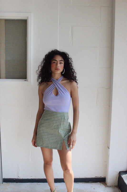 RIVE – Green Checked Mini Skirt