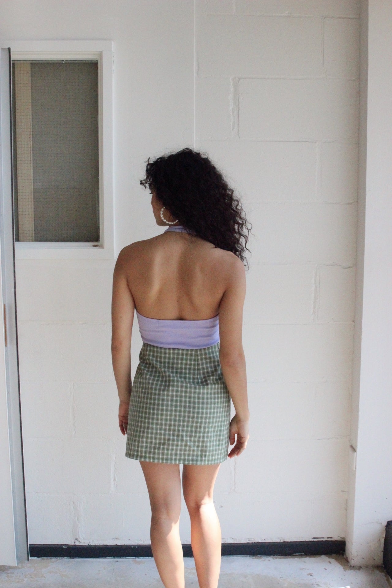 RIVE – Green Checked Mini Skirt
