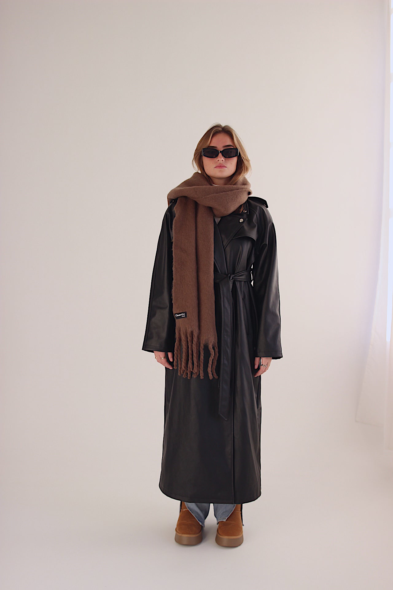 FRIDA – Brown Soft Braided Tassle Scarf