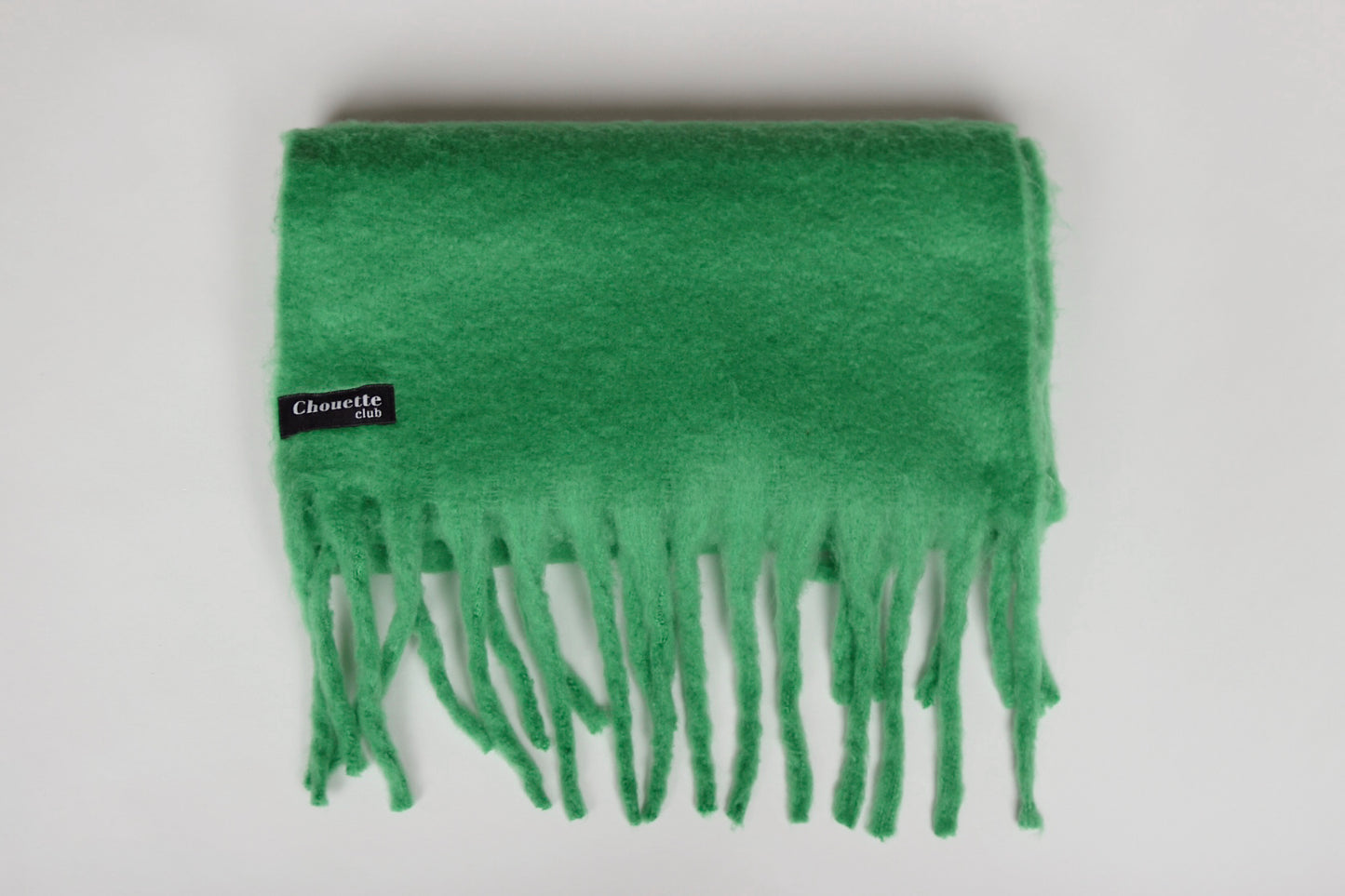 FRIDA – Green Soft Braided Tassle Scarf