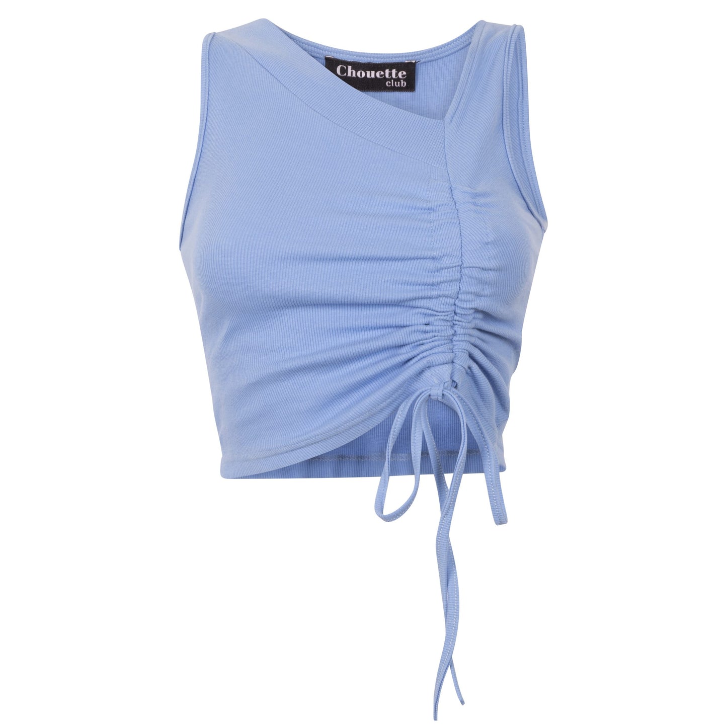 JACKI – Blue Drawstring Cropped Top