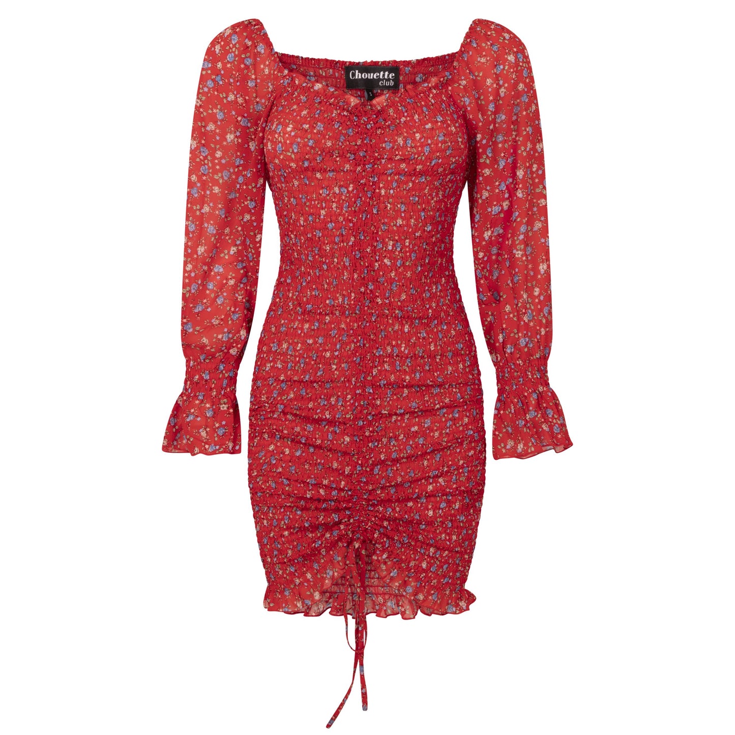 FLORE – Red Printed Mesh Dress