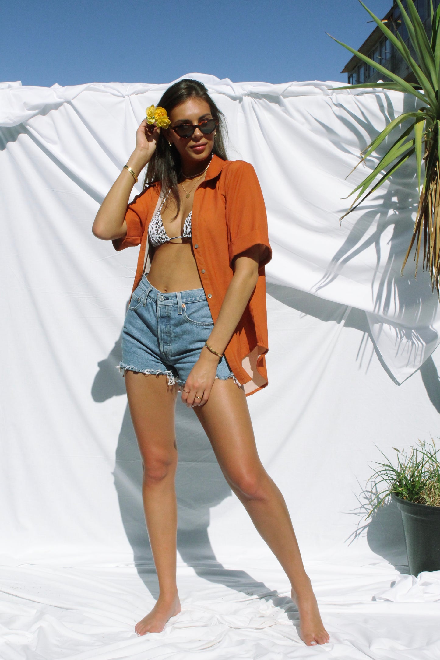 Rouille Orange Oversized Blouse