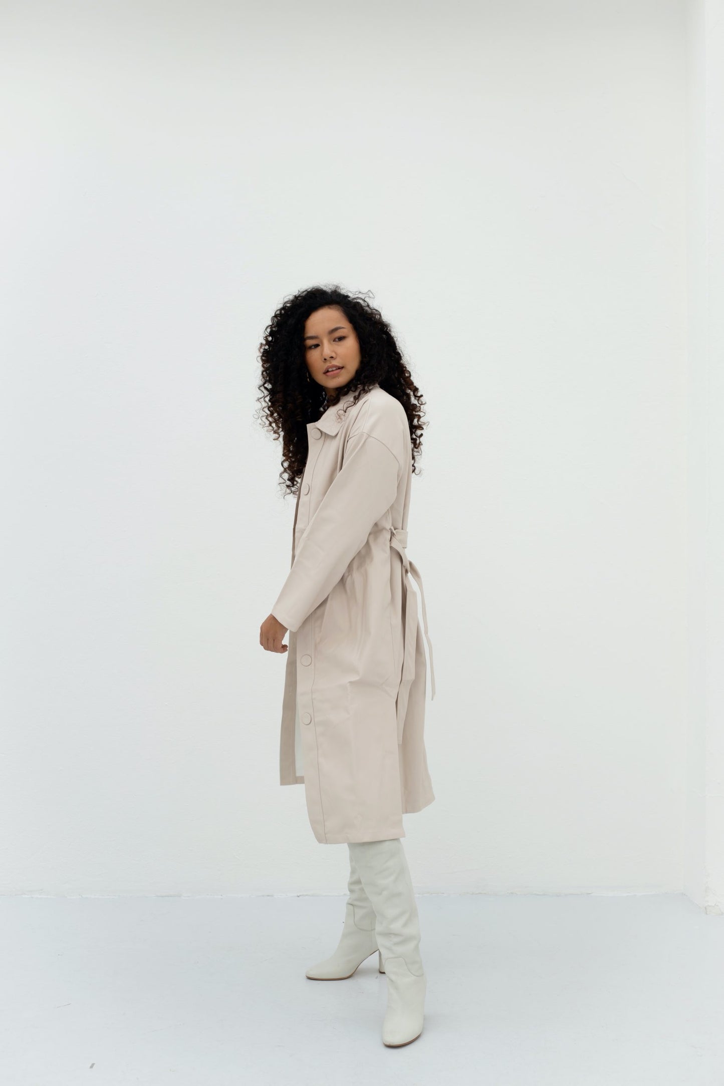 MAX – Faux Leather Trench Coat