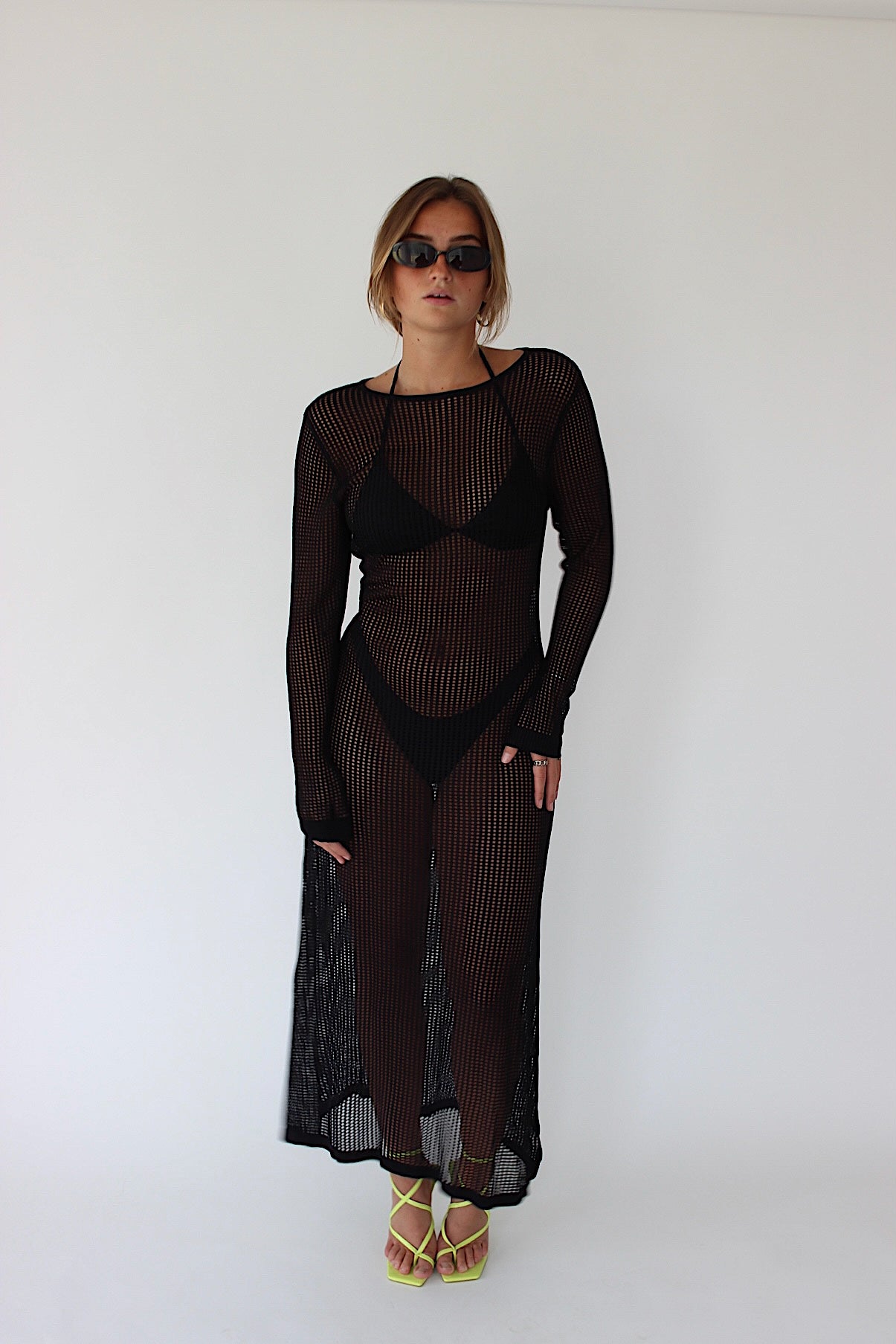 JUNO - Black Crochet Maxi Dress
