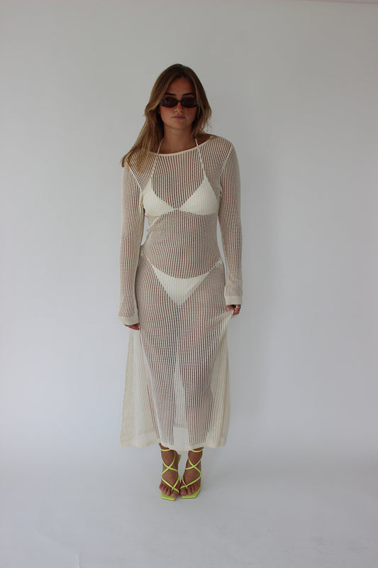 JUNO - White Crochet Maxi Dress