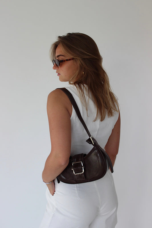 MAXIE – Brown Faux Leather Shoulder Bag