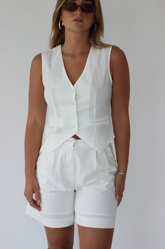 ZOYA - White Linen Blend Waistcoat