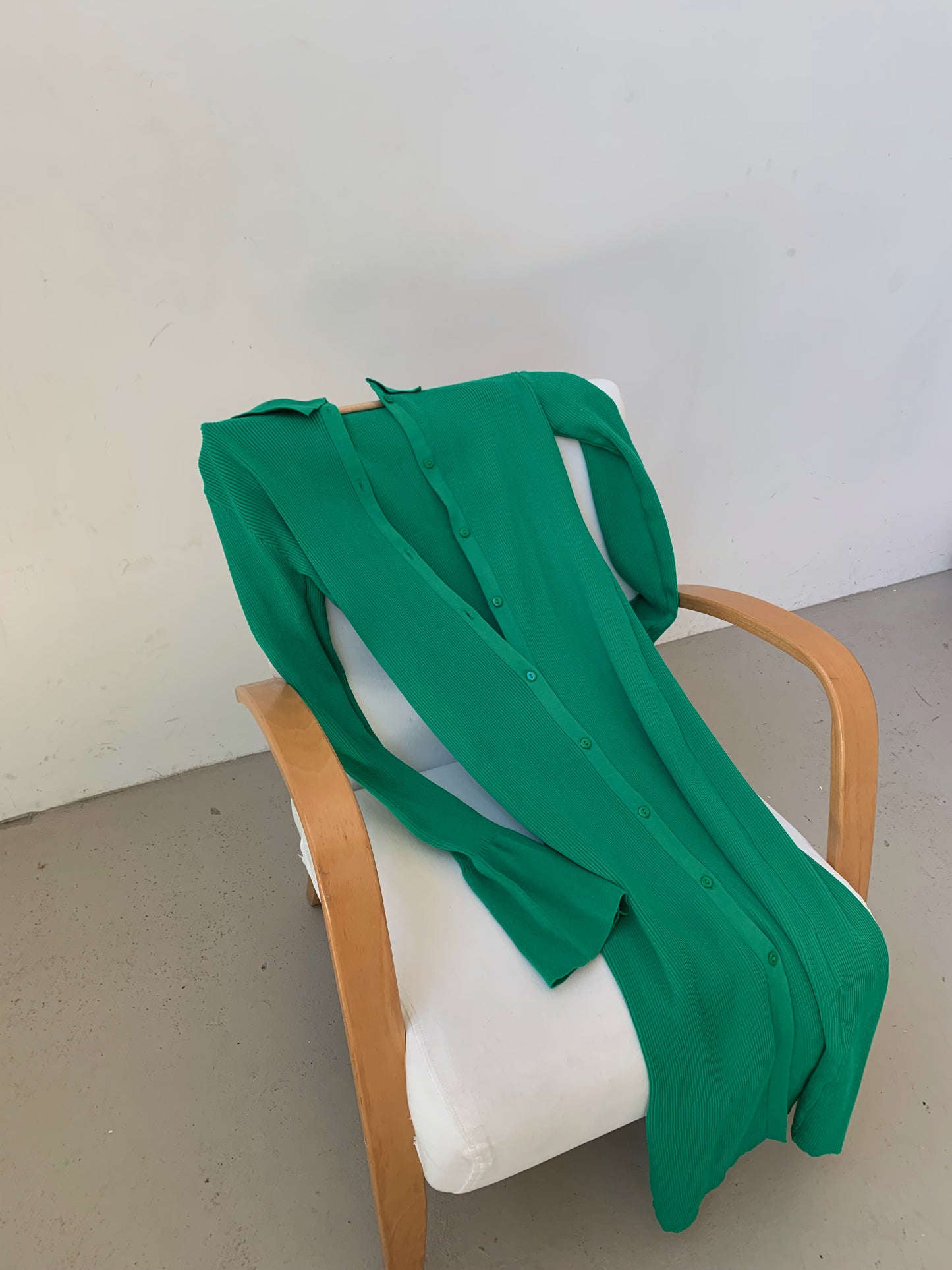 Green Rib Knitted Collared Midi Dress via Chouette Club