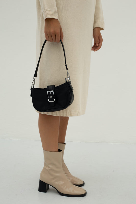 FRANK- BLACK BELTED HANDBAG