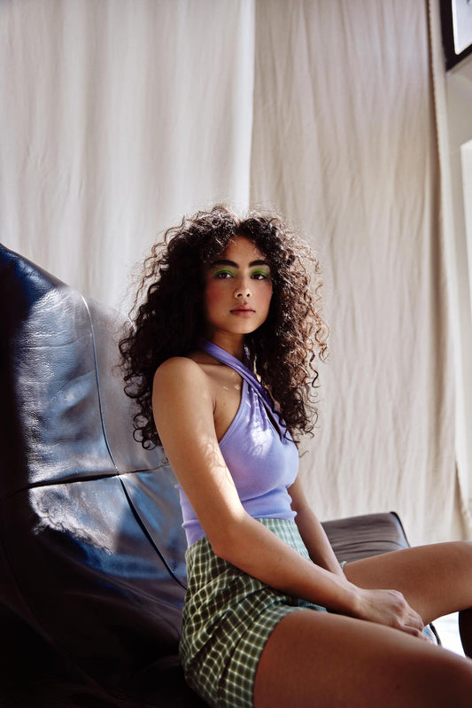 RIVE – Green Checked Mini Skir