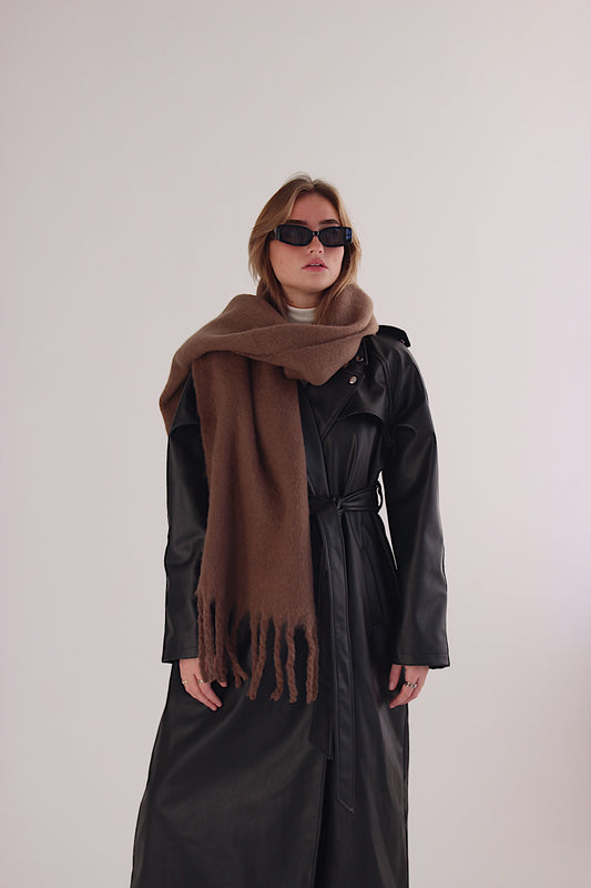FRIDA – Brown Soft Braided Tassle Scarf