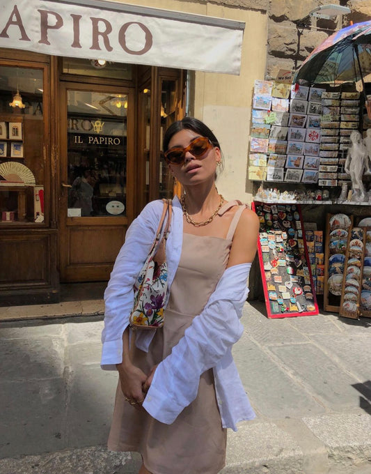 Tie Up Dress in Beige