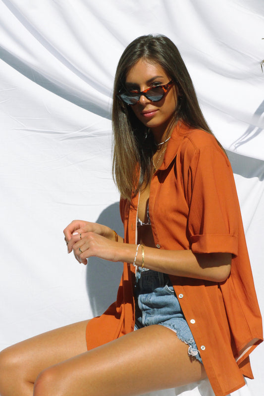 Rouille Orange Oversized Blouse
