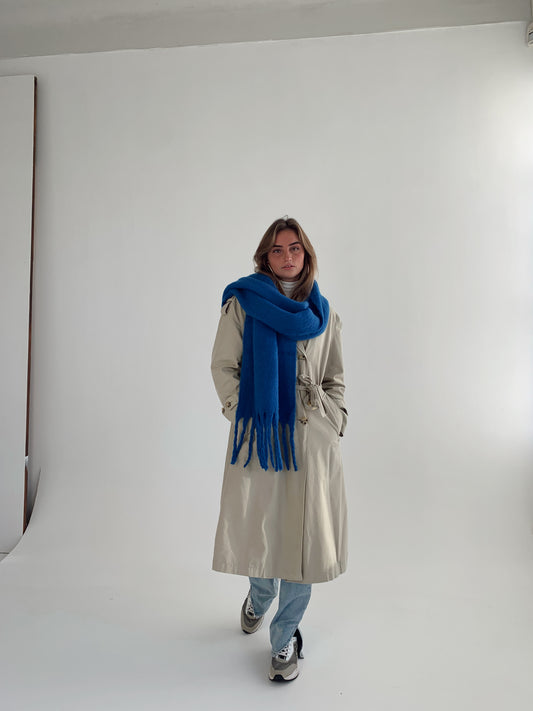 FRIDA – Blue Soft Braided Tassle Scarf